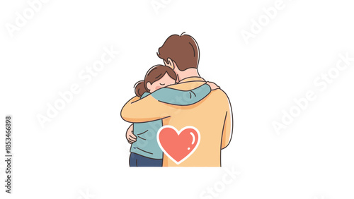 Loving couple embracing with a heart symbol.
