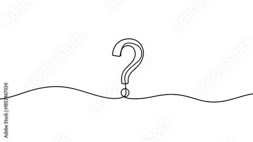 A Single Line Drawing of a Question Mark Symbol.