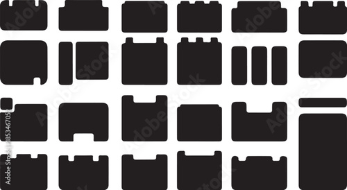 Various battery shapes on white background