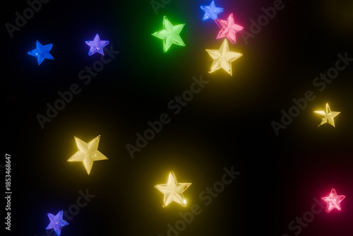 黒背景に輝くたくさんのカラフルな星