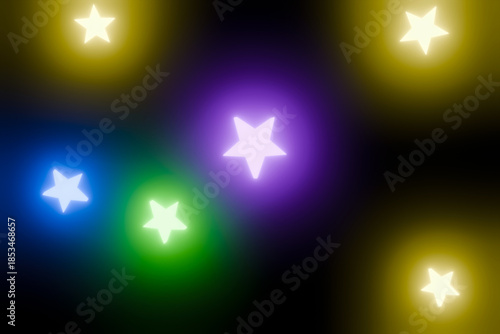 黒背景に輝くたくさんのカラフルな星