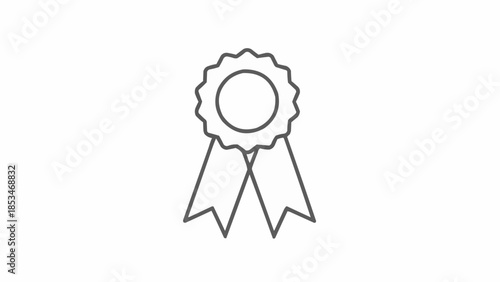 Simple Line Art Icon of a Ribbon Award or Badge.
