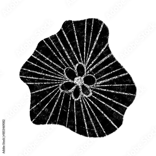 Black flower design with white lines, Crayon flower illustration isolated on a transparent background png