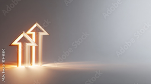 Glowing arrows pointing upwards symbolizing growth and progress 