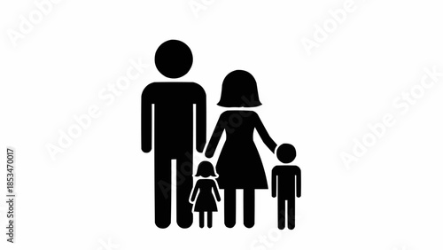 Simple Black Silhouette of a Family of Four.