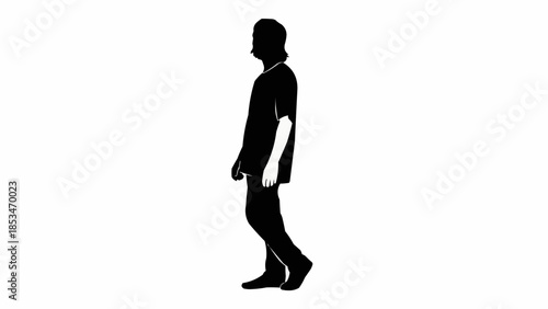 Silhouette of a person walking from left to right.