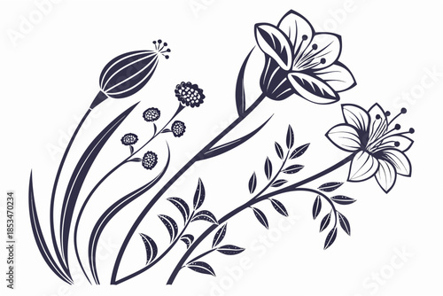 Decorative Flower Badge Shapes  Flat Vector  Pure  (2) Vector Illustration