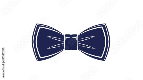 A classic navy blue bow tie with white trim, isolated on a white background, symbolizing formal wear and elegance.