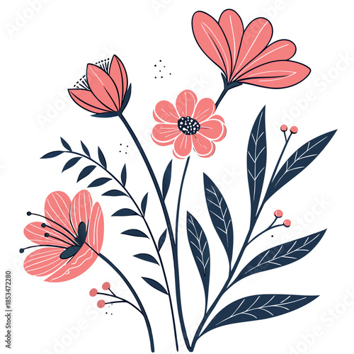 Modern Floral Flat Illustration  Clean Vector  Pur Vector Illustration