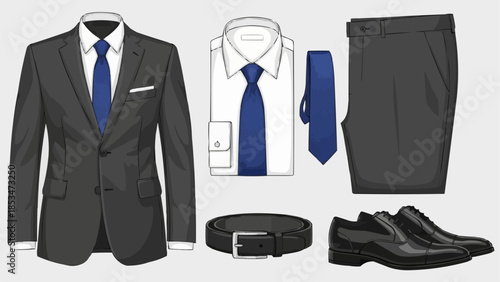 Formal Menswear Collection Featuring Suit and Accessories.