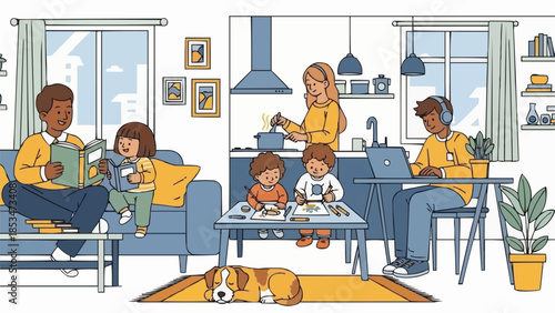 Family enjoying quality time together at home.