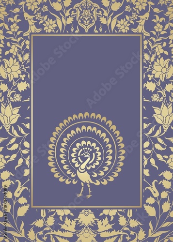 peacock, feathers ,wedding card design, royal India	
