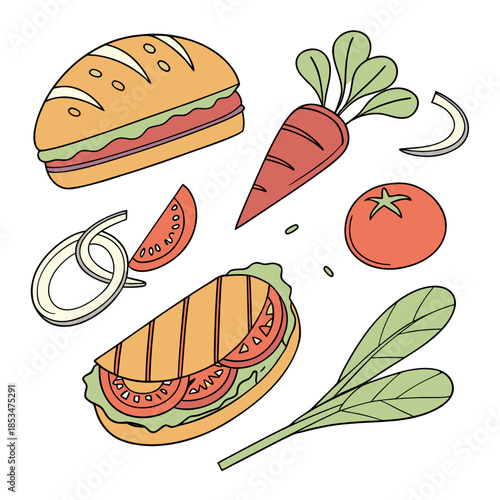 Clean Food Flat Lay Composition  Flat Vector  Isol (1) Vector Illustration