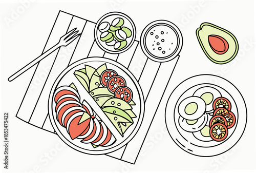 Food Presentation Top View Illustration  Minimal V Vector Illustration