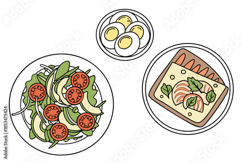 Food Presentation Top View Illustration  Minimal V (1) Vector Illustration