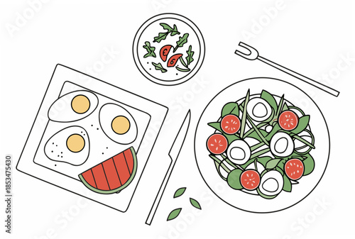 Food Presentation Top View Illustration  Minimal V (2) Vector Illustration