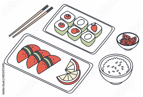 Food Presentation Top View Illustration  Minimal V (3) Vector Illustration