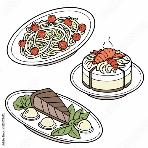 Clean Restaurant Style Food Illustration  Vector   (1) Vector Illustration