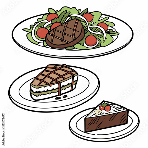 Clean Restaurant Style Food Illustration  Vector   (2) Vector Illustration