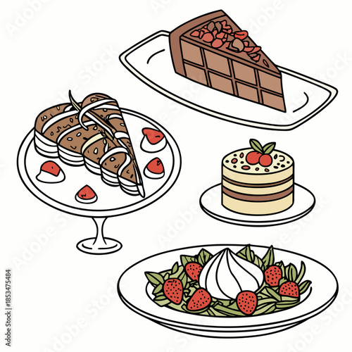 Clean Restaurant Style Food Illustration  Vector   (3) Vector Illustration