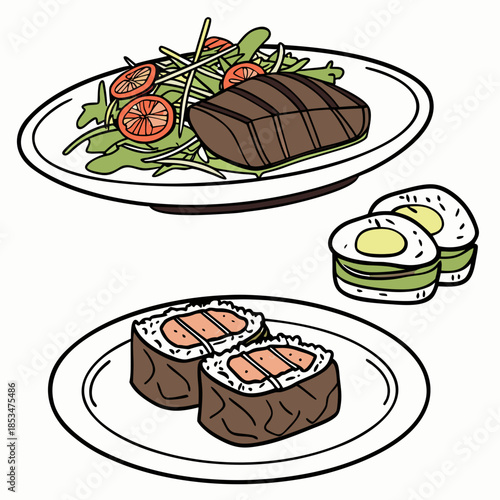 Clean Restaurant Style Food Illustration  Vector   Vector Illustration