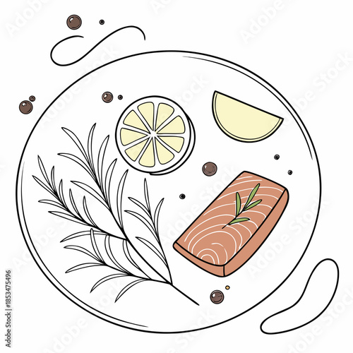 Minimal Food Plating Illustration  Clean Vector  W (2) Vector Illustration