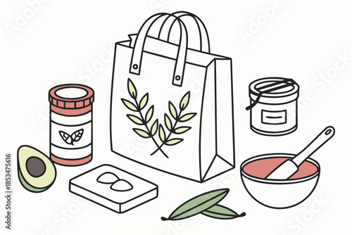 Eco Kitchen Food Preparation Illustration  Flat Ve (3) Vector Illustration