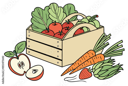 Organic Fresh Food Illustration  Clean Vector  Whi (3) Vector Illustration