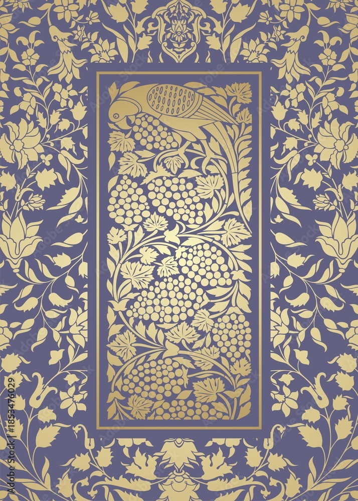 Naklejka premium parrot, feathers , traditional wedding card design, royal India 