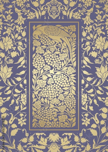 parrot, feathers , traditional wedding card design, royal India	