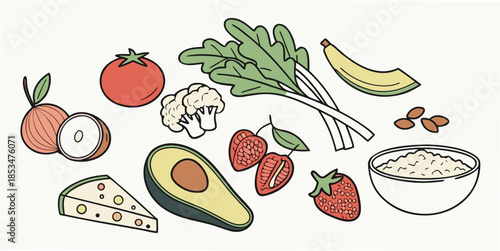 Ready To Cook Food Ingredients Illustration  Minim (1) Vector Illustration