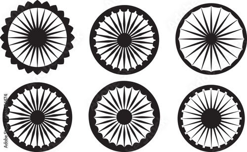 Ashoka Chakra Silhouette Indian National Symbol

Wheel of Dharma Silhouette Vector Design

Indian Flag Center Wheel Silhouette Graphic

Ashoka Chakra Icon for Republic Day Projects