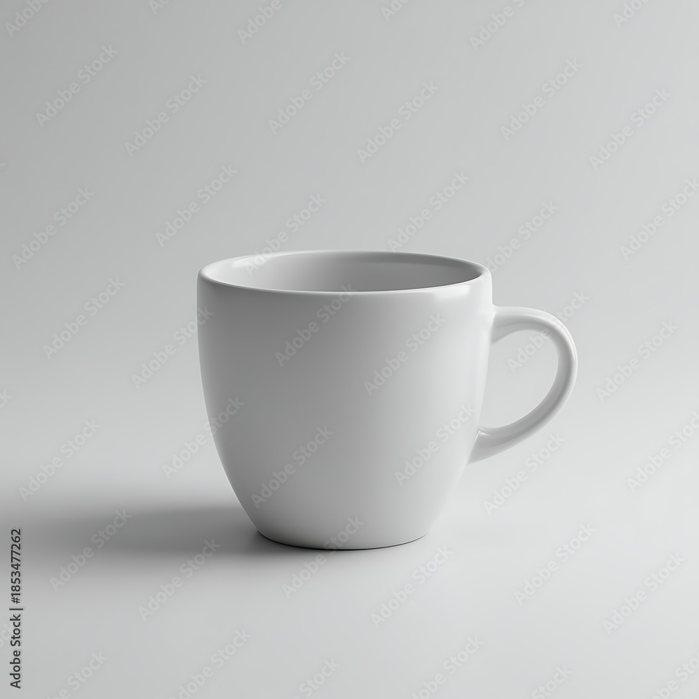 Fototapeta premium Single White Ceramic Mug on Light Background
