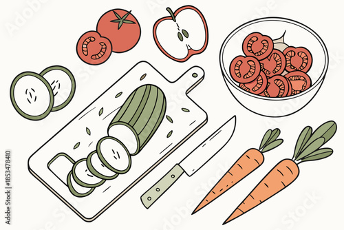 Raw Food Preparation Concept With Top View Angle   (1) Vector Illustration