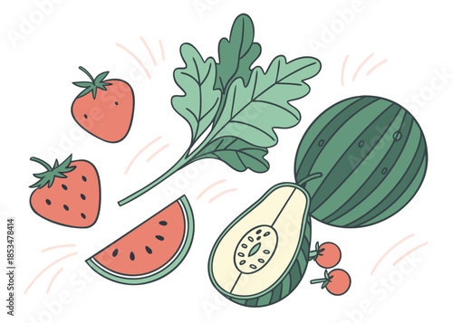 Clean Organic Food Illustration Using Soft Shadows (1) Vector Illustration