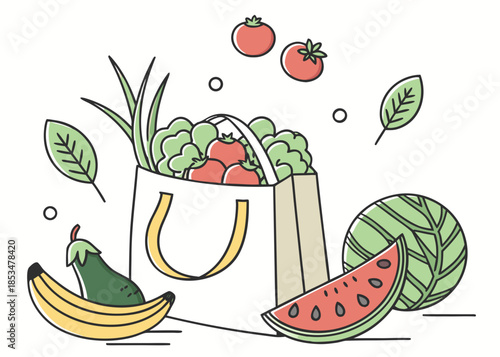 Clean Organic Food Illustration Using Soft Shadows (2) Vector Illustration