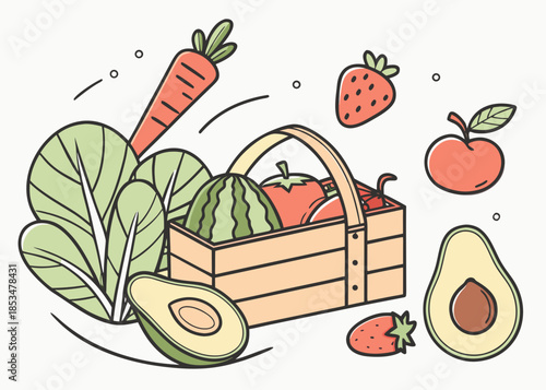 Clean Organic Food Illustration Using Soft Shadows (3) Vector Illustration