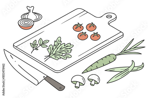 Food Preparation Concept With Uncluttered Composit (1) Vector Illustration