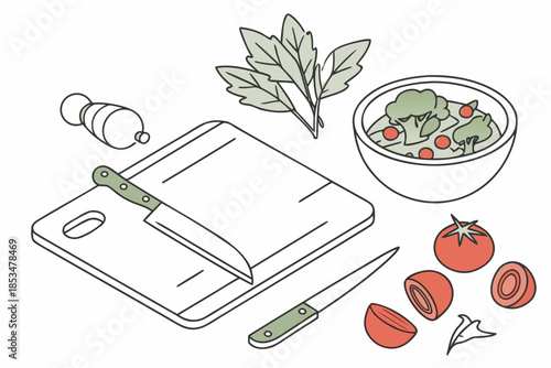 Food Preparation Concept With Uncluttered Composit (2) Vector Illustration