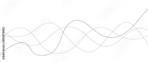 Technology abstract lines on white background. Undulate Grey Wave Swirl, frequency sound wave, twisted curve lines with blend effect