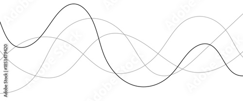 Abstract wavy black and white curved lines.