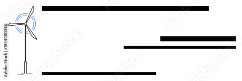 Renewable energy, wind power, sustainability, green technology, eco-friendly solutions, environmental conservation. A wind turbine with abstract lines energy. Renewable energy and wind power concept