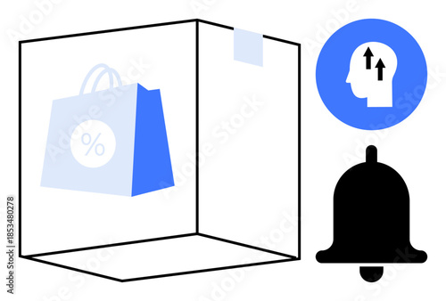 Online shopping concept. Digital notifications and discounts drive online shopping trends. Online shopping habits, digital marketing, notifications, discounts, consumer awareness. Usable