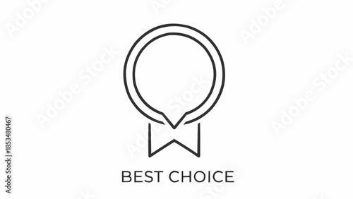 Best Choice Award Ribbon Icon Simple Line Art.