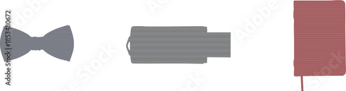 Gray bow tie and red suspenders set