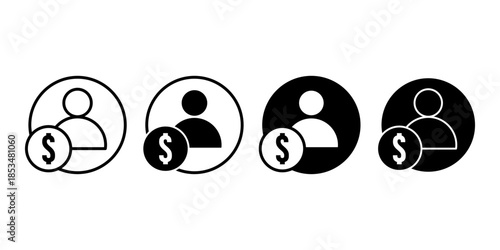 User Person Dollar Black Icon for User Finance