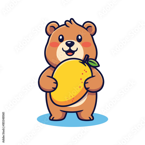 Happy bear with a large lemon