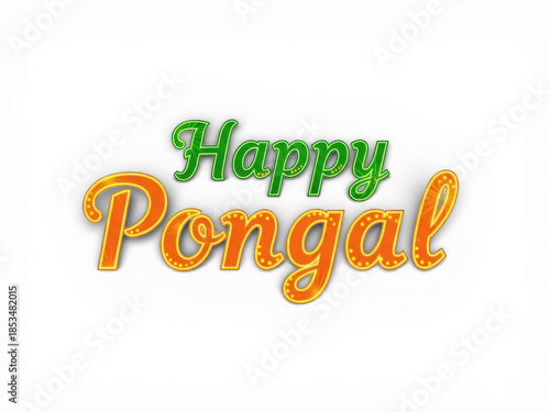 Happy pongal text isolated on transparent background