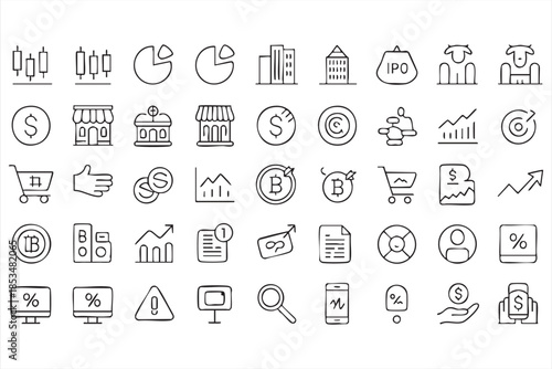 Business and Investment Line Icons for Corporate Finance