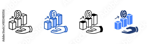 Profit icon set multiple style collection